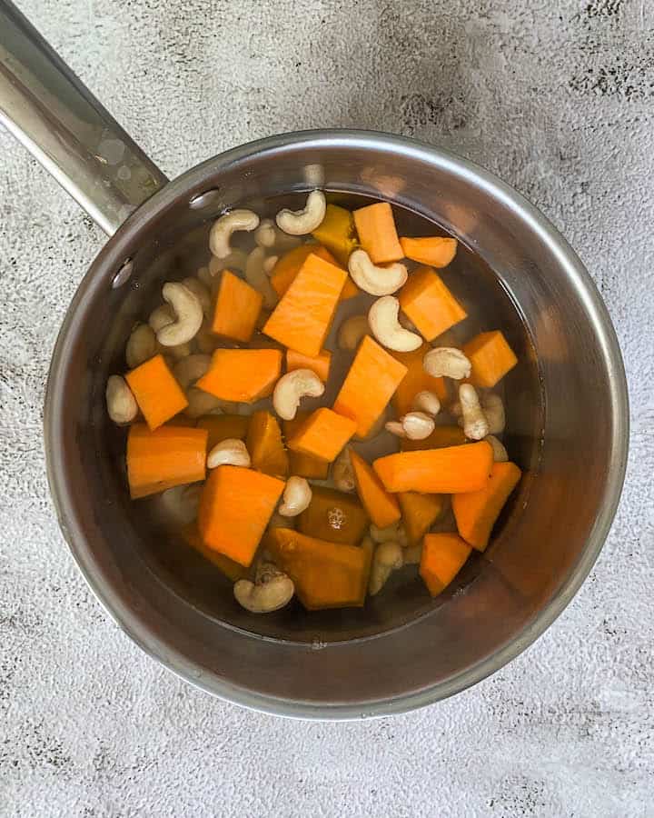 boiled cashews and potato